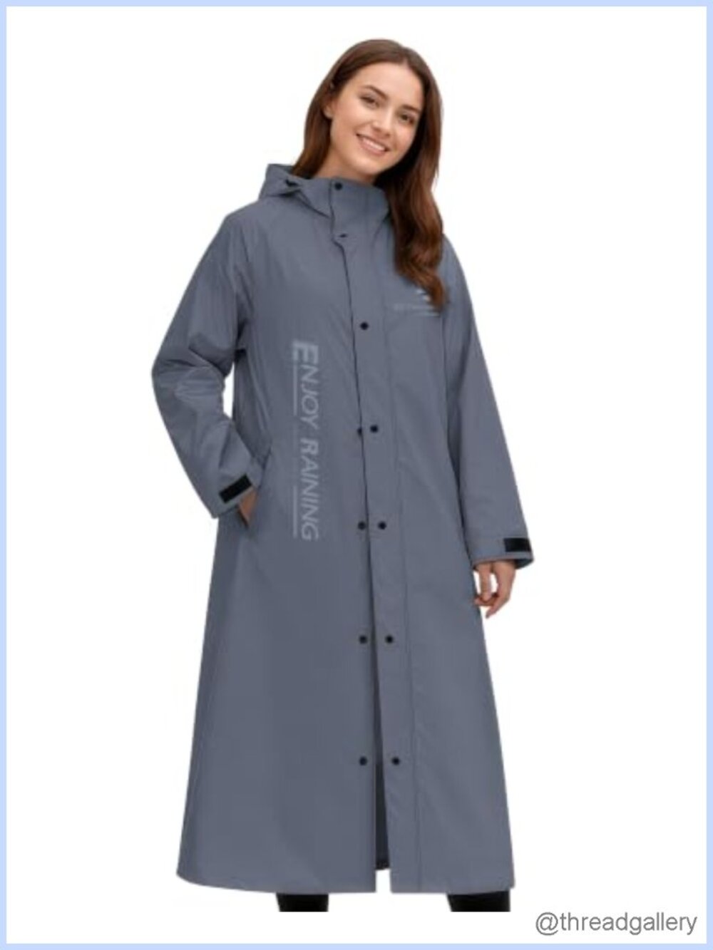 Women's Long Rain Jacket Waterproof Raincoat with Hood, Packable Rain Gear